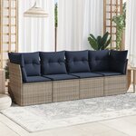 vidaXL Salon de jardin 4 Pièces avec coussins gris résine tressée