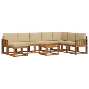 vidaXL Ensemble de canapés d'extérieur 9 Pièces Naturel et Beige