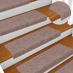 vidaXL Tapis d'escalier autocollants 15 pièces 65 x 21 x 4 cm Crème Bord rectangulaire
