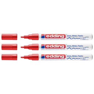Marqueur Peinture Brillante 751 Rouge Pointe Ronde 1-2 mm x 3 EDDING