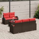 vidaXL Ensemble de canapé de jardin 6 Pièces Beige et Rouge polyrotin