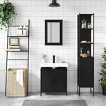 vidaXL Ensemble de meubles salle de bain 3 Pièces noir bois d'ingénierie