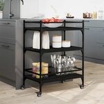 vidaXL Chariot de cuisine noir 65x40x86 5 cm bois d'ingénierie