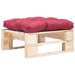 vidaXL Repose-pied palette de jardin avec coussin rouge bois naturel