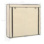 vidaXL Armoire à chaussures avec housse Crème 115x28x110 cm Tissu