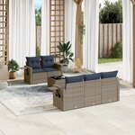 vidaXL Salon de jardin 6 Pièces avec coussins gris résine tressée