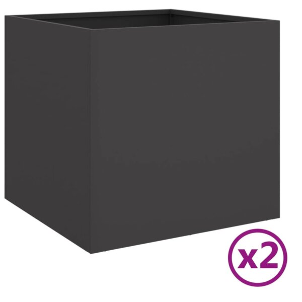 vidaXL Jardinières 2 Pièces noir 42x40x39 cm acier laminé à froid