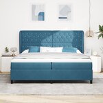 Lit à ressorts vidaXL avec matelas bleu foncé 200x200 cm en velours