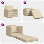 vidaXL Canapé-lit avec coussin Crème 74 x 77 x 81 cm tissu