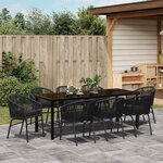 vidaXL Ensemble de salle à manger pour jardin 9 Pièces Noir Poly rotin