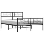 vidaXL Cadre de lit métal sans matelas avec pied de lit noir 135x190cm