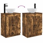 vidaXL Meuble de salle de bain avec évier Chêne fumé 54 x 35 x 83 cm