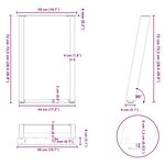 vidaXL Pieds de table à manger en U 2 pièces Acier naturel 50 x (72-73) cm Acier