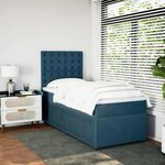 vidaXL Sommier à lattes de lit avec matelas bleu 90x200 cm velours