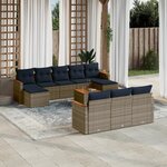 vidaXL Salon de jardin 11 Pièces avec coussins gris résine tressée