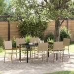 vidaXL Ensemble de salle à manger pour jardin 7 Pièces Beige Poly rotin