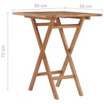 vidaXL Table pliable de jardin 60x60x75 cm Bois de teck solide