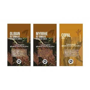 3 résines d'encens à brûler - Oliban  Myrrhe  Copal
