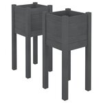 vidaXL Jardinières d'extérieur 2 Pièces Gris 31x31x70 cm Bois de pin