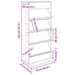 vidaXL Étagère à magazines avec étagère Gris béton 70 x 41 x 156 cm