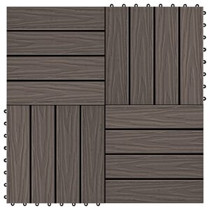 vidaXL Carreau de terrasse en relief 11 Pièces WPC 30x30 cm 1 m² Marron