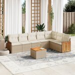 vidaXL Salon de jardin avec coussins 8 Pièces beige résine tressée