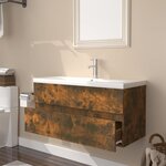 vidaXL Meuble lavabo avec bassin intégré Chêne fumé Bois d'ingénierie