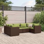 vidaXL Salon de jardin 6 Pièces avec coussins Marron Résine tressée