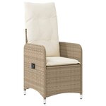 vidaXL Chaises inclinables de jardin lot de 2 avec table beige rotin