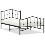 vidaXL Cadre de lit métal avec tête de lit/pied de lit noir 107x203 cm