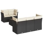 vidaXL Salon de jardin 7 Pièces avec coussins noir résine tressée