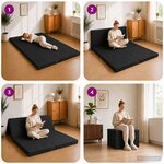 vidaXL Canapé-lit pliable 140 x 67 x 15 cm Noir