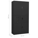 Armoire de bureau avec 3 étagères réglables et casier design moderne 90 x 40 x 180 cm en acier anthracite 02_0046914