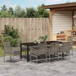 vidaXL Ensemble de salle à manger pour jardin 9 Pièces Gris polyrotin