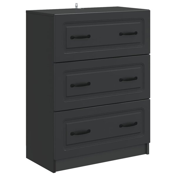 vidaXL Armoire à tiroirs Noir 66 x 34 5 x 87 cm Bois d'ingénierie