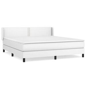 vidaXL Sommier à lattes de lit avec matelas Blanc 160x200cm Similicuir