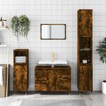 vidaXL Armoire salle de bain chêne fumé 80x33x60cm bois d'ingénierie