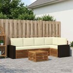 vidaXL Ensemble de canapés d'extérieur 6 pc Naturel et Crème Polyester