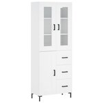 vidaXL Buffet haut Blanc 69 5x34x180 cm Bois d'ingénierie