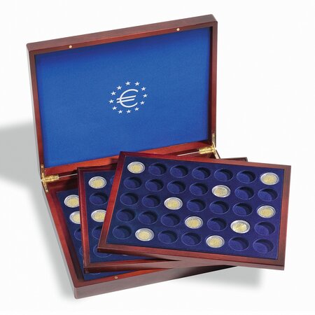 Coffret numismatique VOLTERRA UNO de luxe - pour 35 pièces jusqu'à 26 mm en capsules