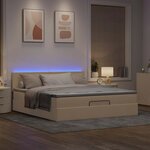 vidaXL Lit ottoman avec matelas et LED crème 180x200cm tissu
