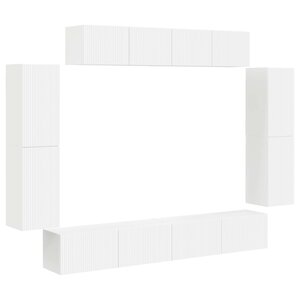 vidaXL Meuble TV 8 Pièces Blanc