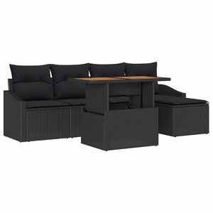 vidaXL Ensemble de salle à manger pour jardin 6 Pièces Noir et Marron