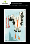 Lot de 5 cartes postales - cigogne heureuse - dessins katia schmitt