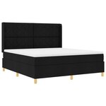 Lit Box Spring avec Matelas et LED Noir 180x200 cm en Tissu