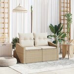vidaXL Canapé de jardin avec coussin Beige 123 x 62 x 69 cm polyrotin