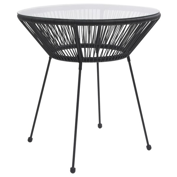 vidaXL Table à manger de jardin Noir Ø70x74 cm Rotin et verre