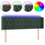 vidaXL Tête de lit à LED Vert foncé 147x16x78/88 cm Velours