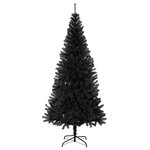 vidaXL Sapin de Noël artificiel avec support noir 210 cm PVC