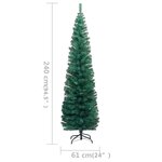 vidaXL Sapin de Noël artificiel mince pré-éclairé et boules vert 240cm